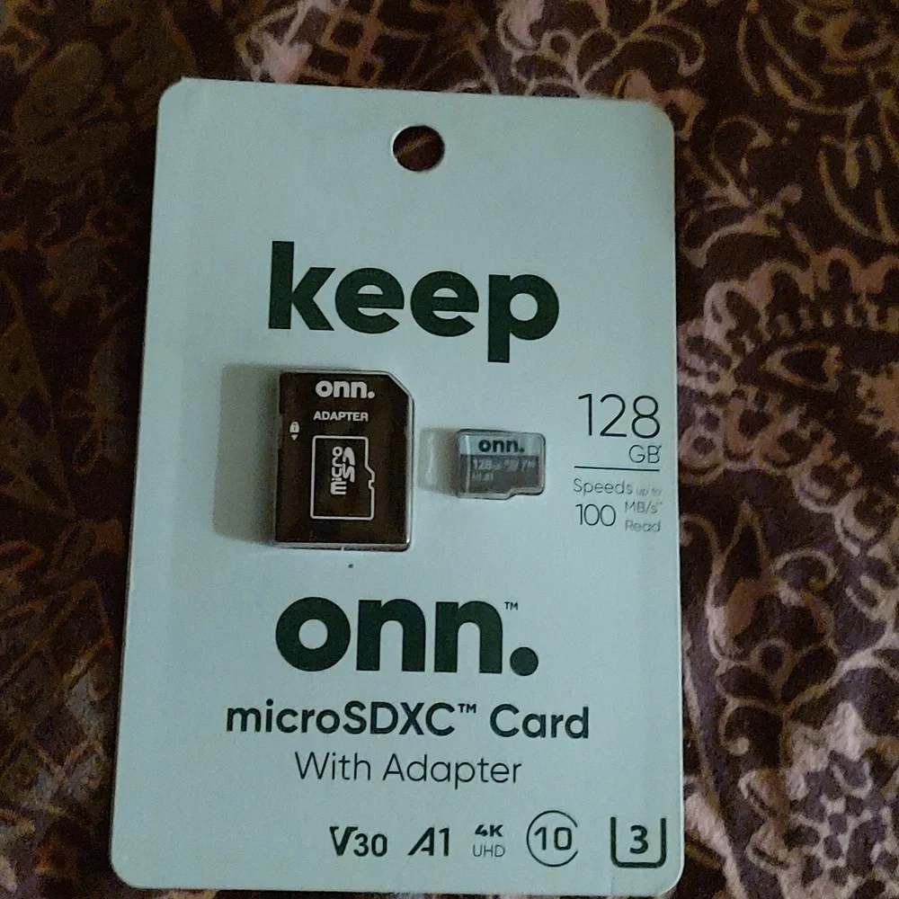 Keep ONN 100006054 microSDXC Card 128gb With Adapter 100 Mb/s New Phone Memory